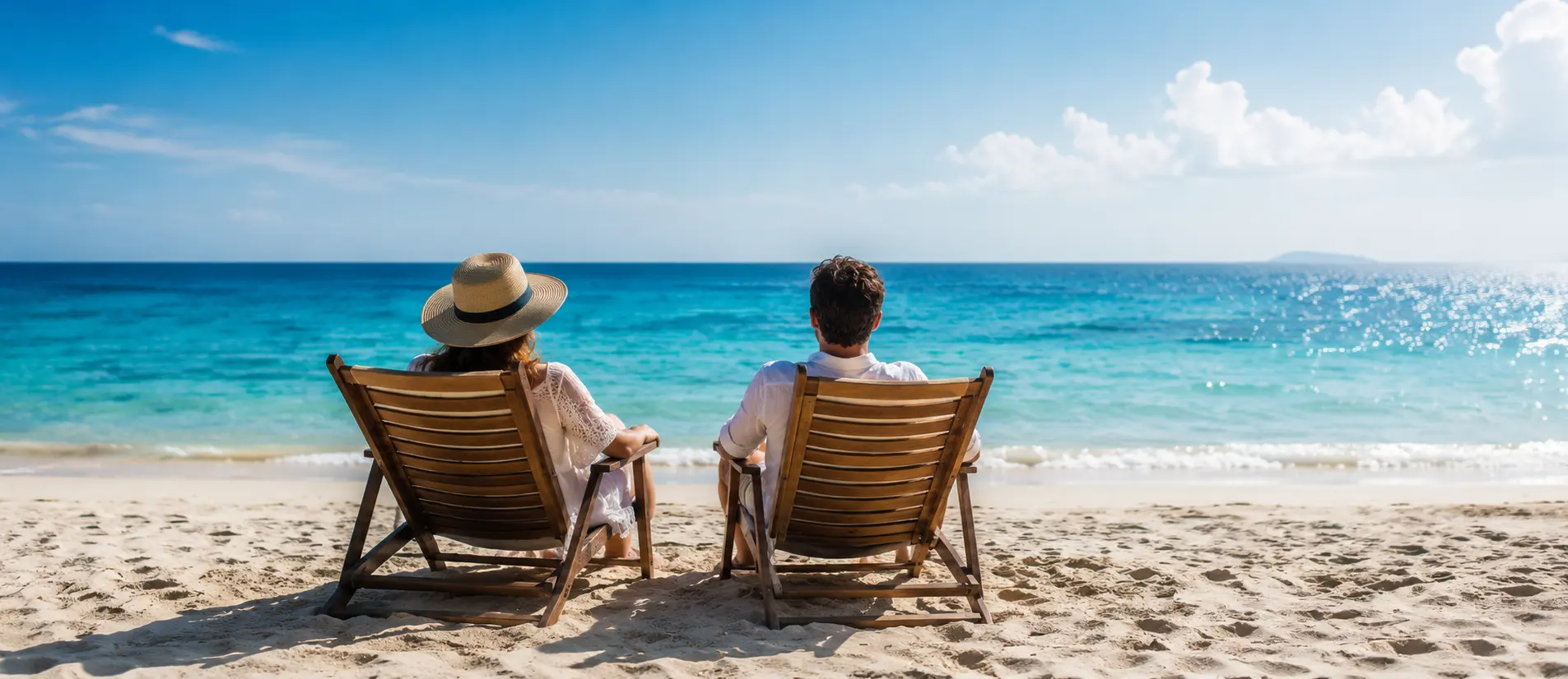 2 people sitting on the beach