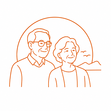 A retired couple smiling