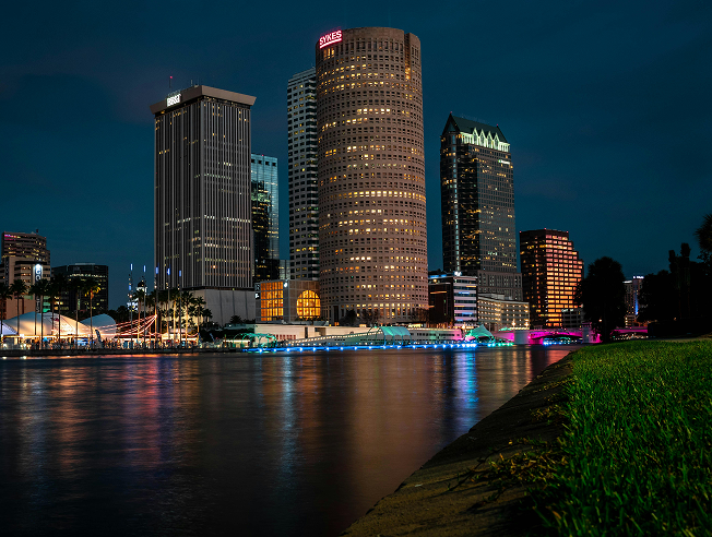 City skyline at night