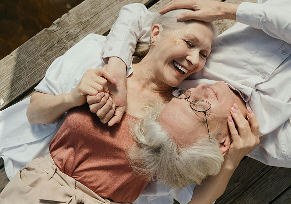 Senior couple smiling together